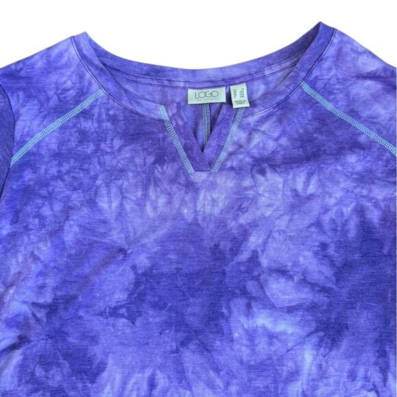 LOGO by Lori Goldstein Women's Purple Tie Dye Long Sleeve Top w/ Pockets Size 1X - Picture 4 of 9